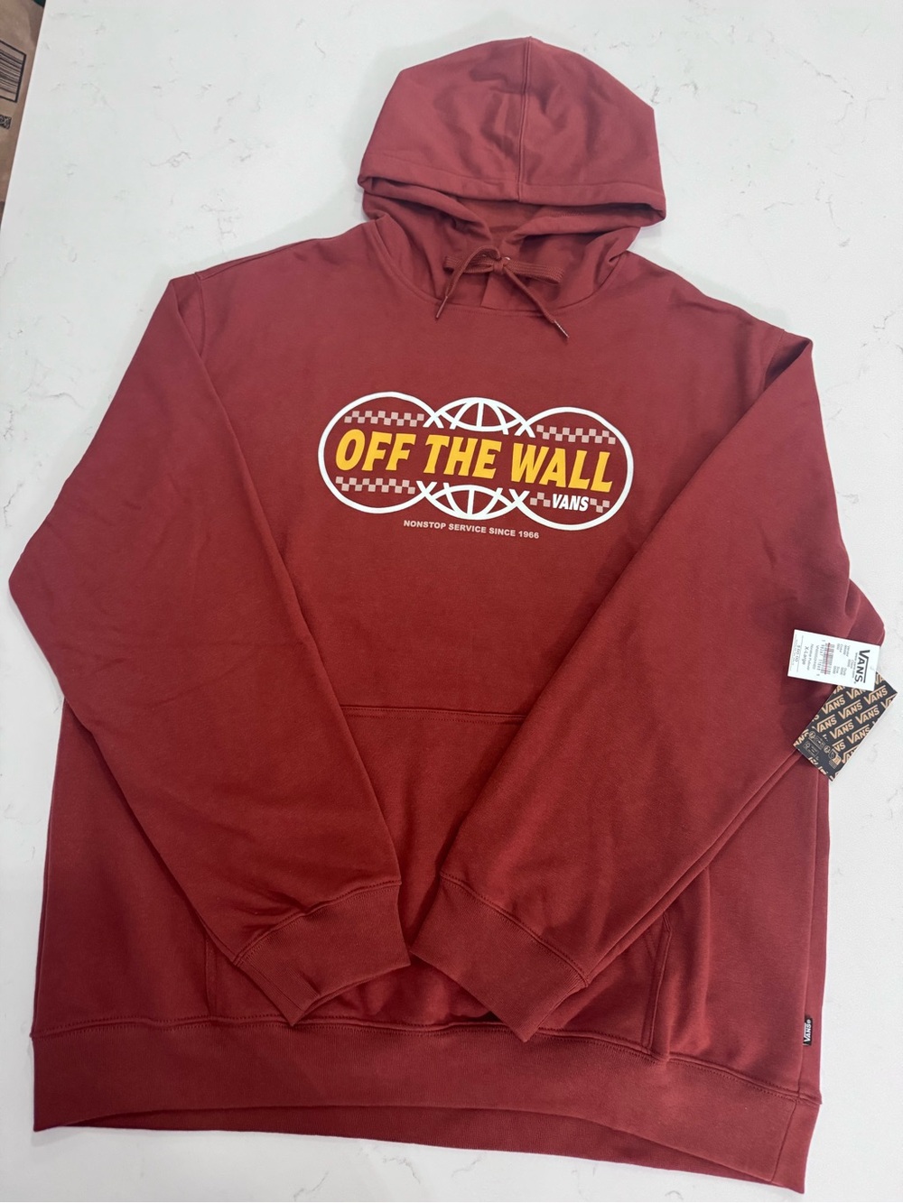 Vans Men's Brick red “off the wall” 
Graphic hoodie
